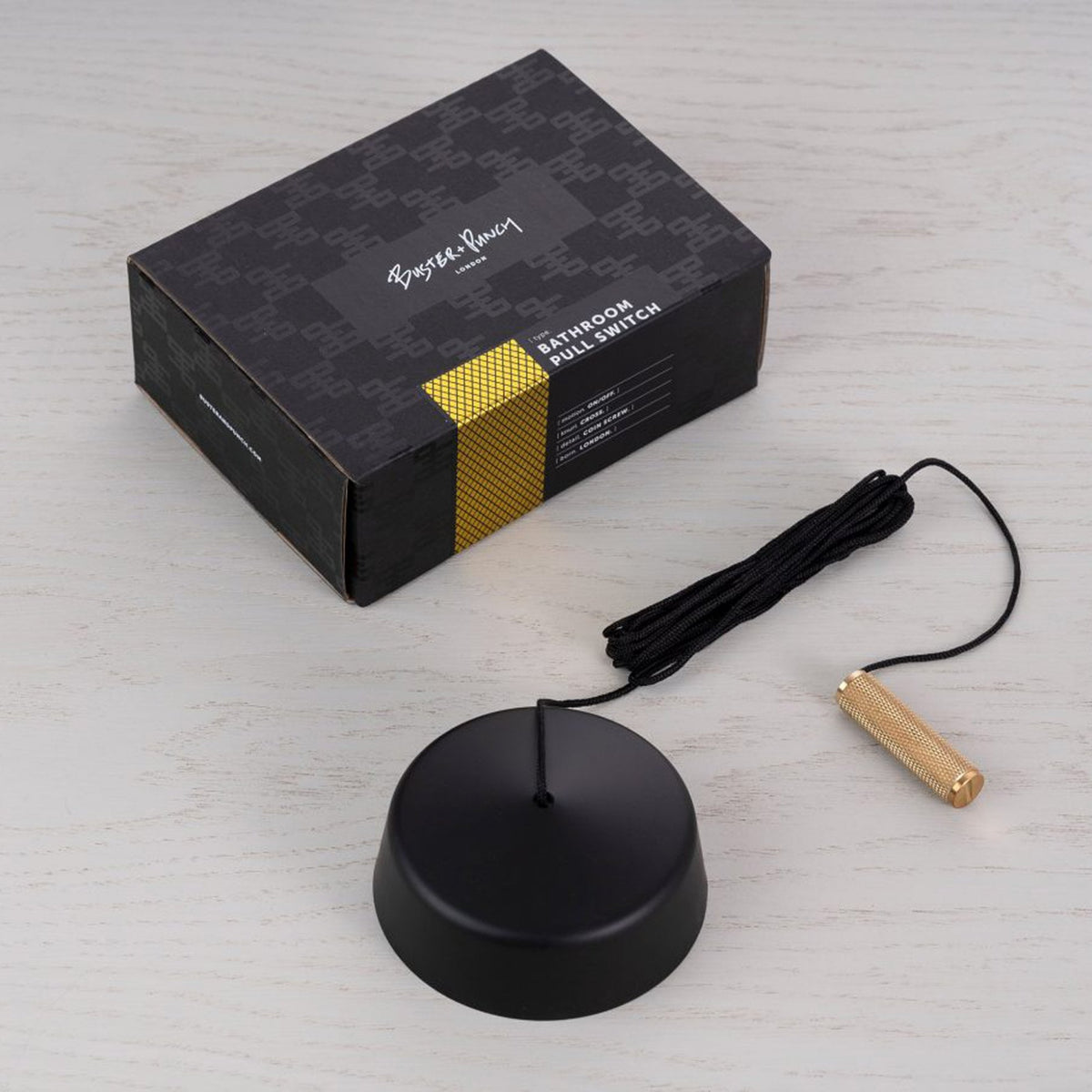 2-Way Pull Chord Light Switch in Black Knurled Brass Pull