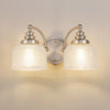 Stowford Switched Twin Wall Light in Satin Nickel & Clear Prismatic Glass
