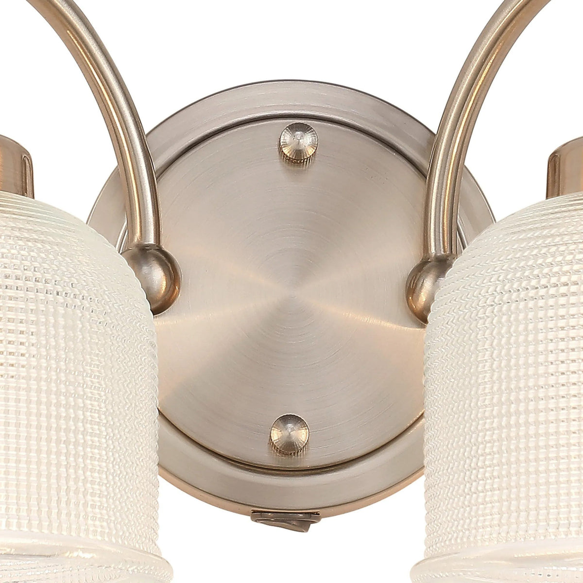 Stowford Switched Twin Wall Light in Satin Nickel & Clear Prismatic Glass