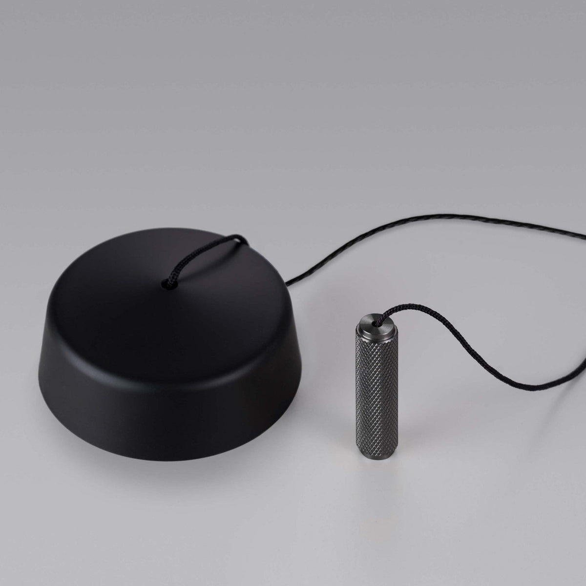 2-Way Pull Cord Light Switch in Black Knurled Gun Metal Grey Pull
