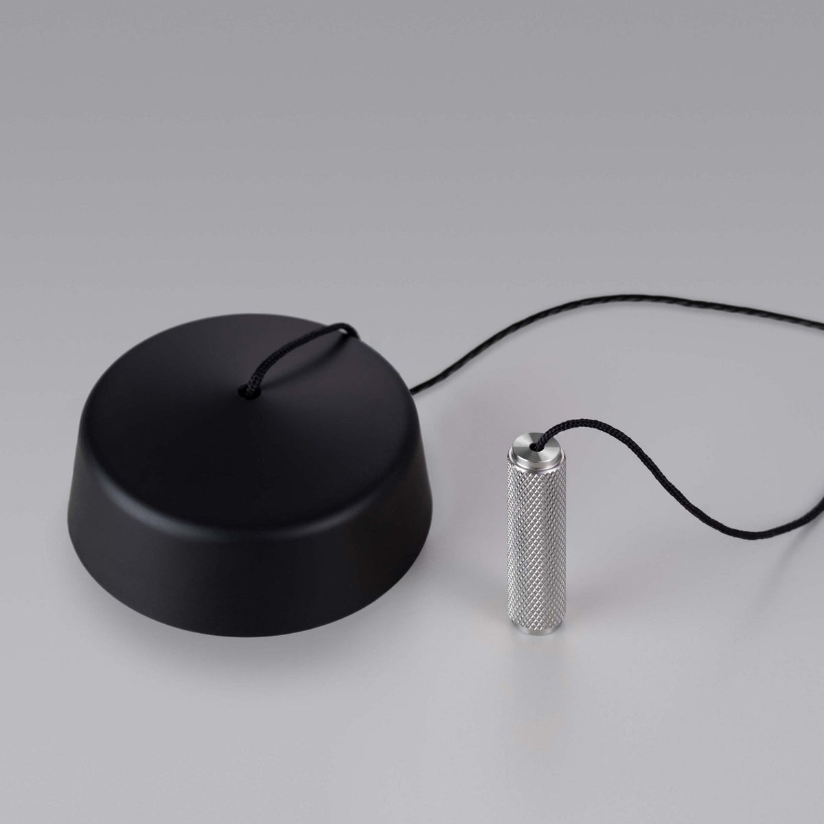 2-Way Pull Chord Light Switch in Black Knurled Steel Pull