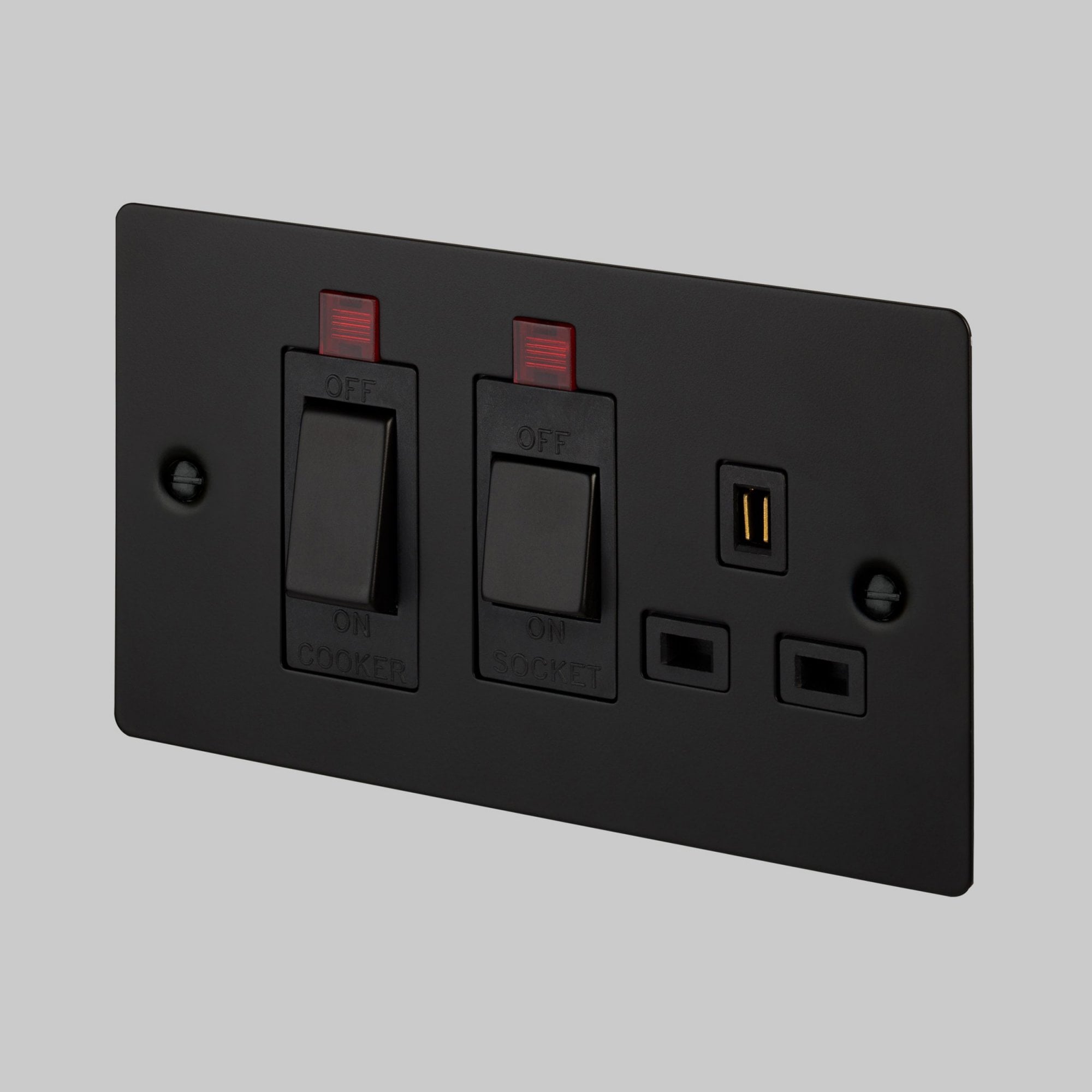 Buster + Punch 2-Way Cooker Control Switch With 13 Amp Socket In Black ...