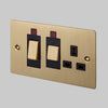 2-Way Cooker Control Switch With 13 Amp Socket In Solid Brass