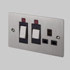2-Way Cooker Control Switch With 13 Amp Socket In Steel