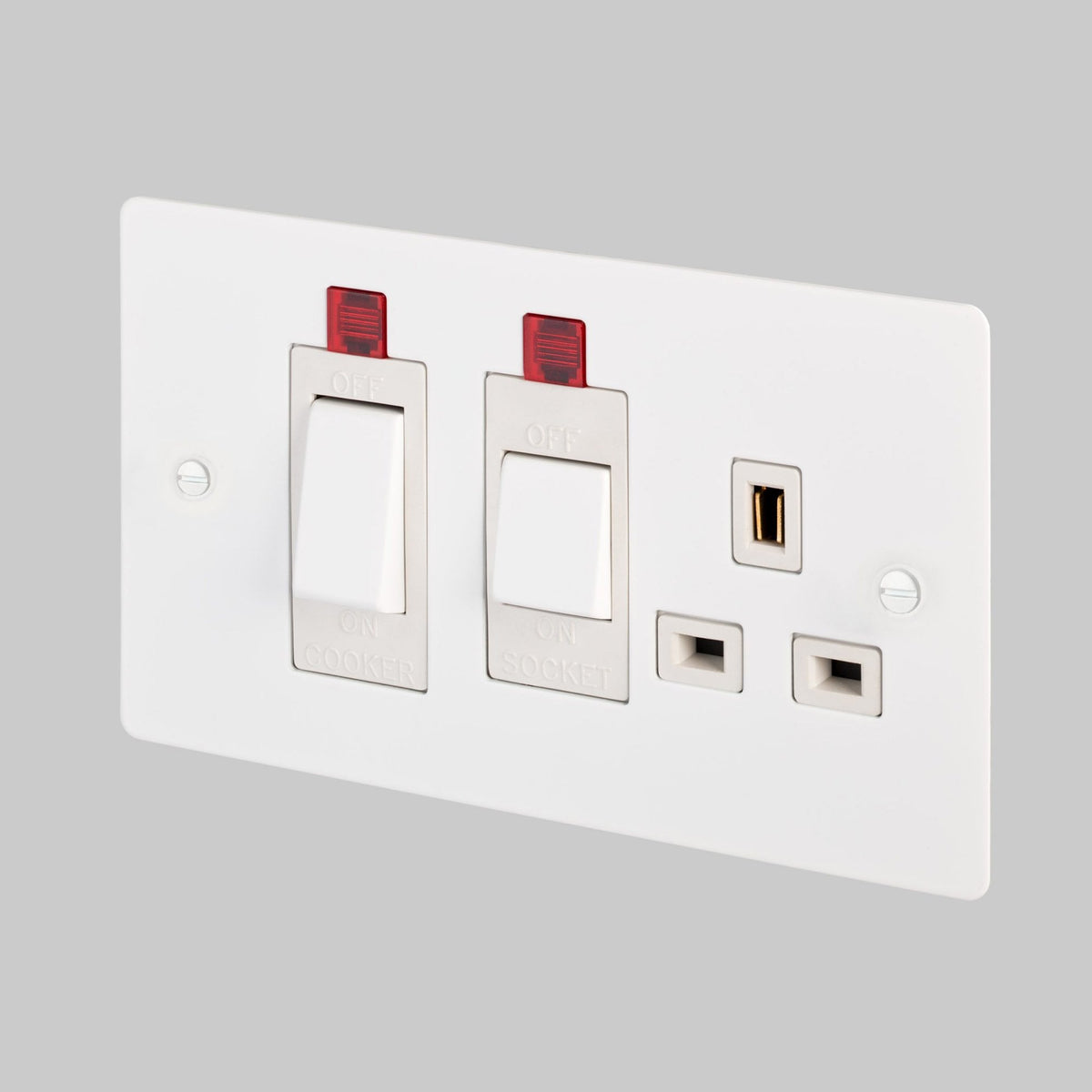 2-Way Cooker Control Switch With 13 Amp Socket In White