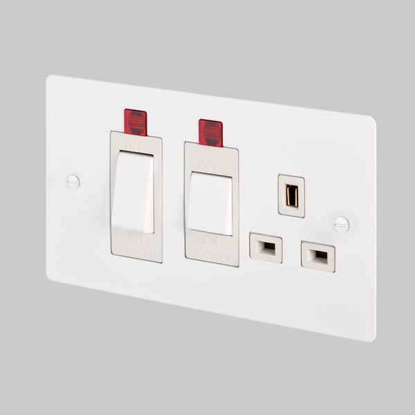 2-Way Cooker Control Switch With 13 Amp Socket In White