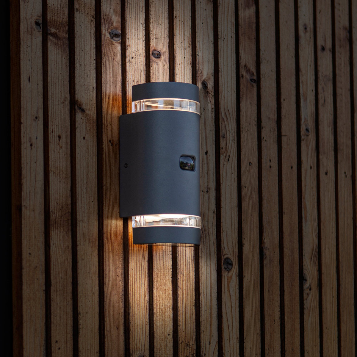 Focus PIR Up and Down IP44 Outdoor Wall Light In Dark Grey