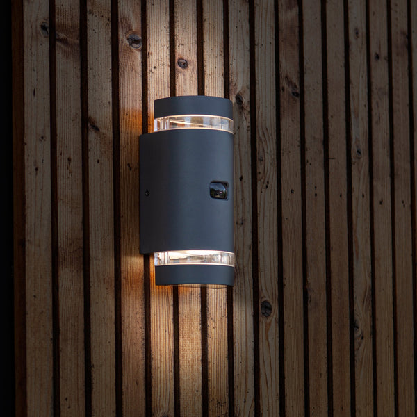 Focus PIR Up and Down IP44 Outdoor Wall Light In Dark Grey