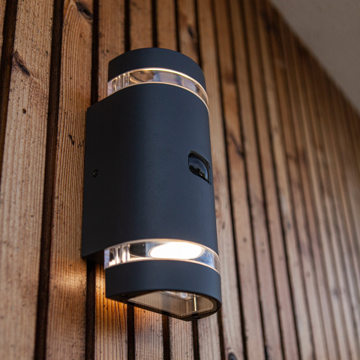 Focus PIR Up and Down IP44 Outdoor Wall Light In Dark Grey