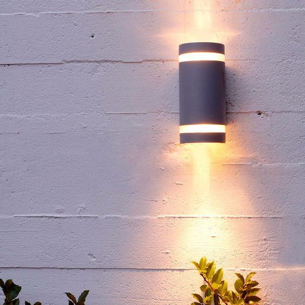 Focus Dusk Til Dawn Up and Down IP44 Outdoor Wall Light In Dark Grey
