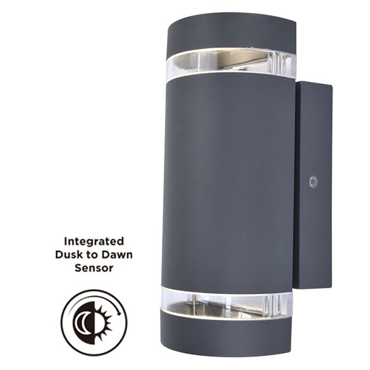 Focus Dusk Til Dawn Up and Down IP44 Outdoor Wall Light In Dark Grey