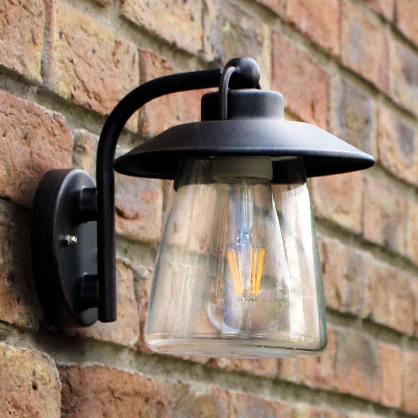 Lutec Cate Exterior Wall Lantern in Brown & Black | Dusk Lights