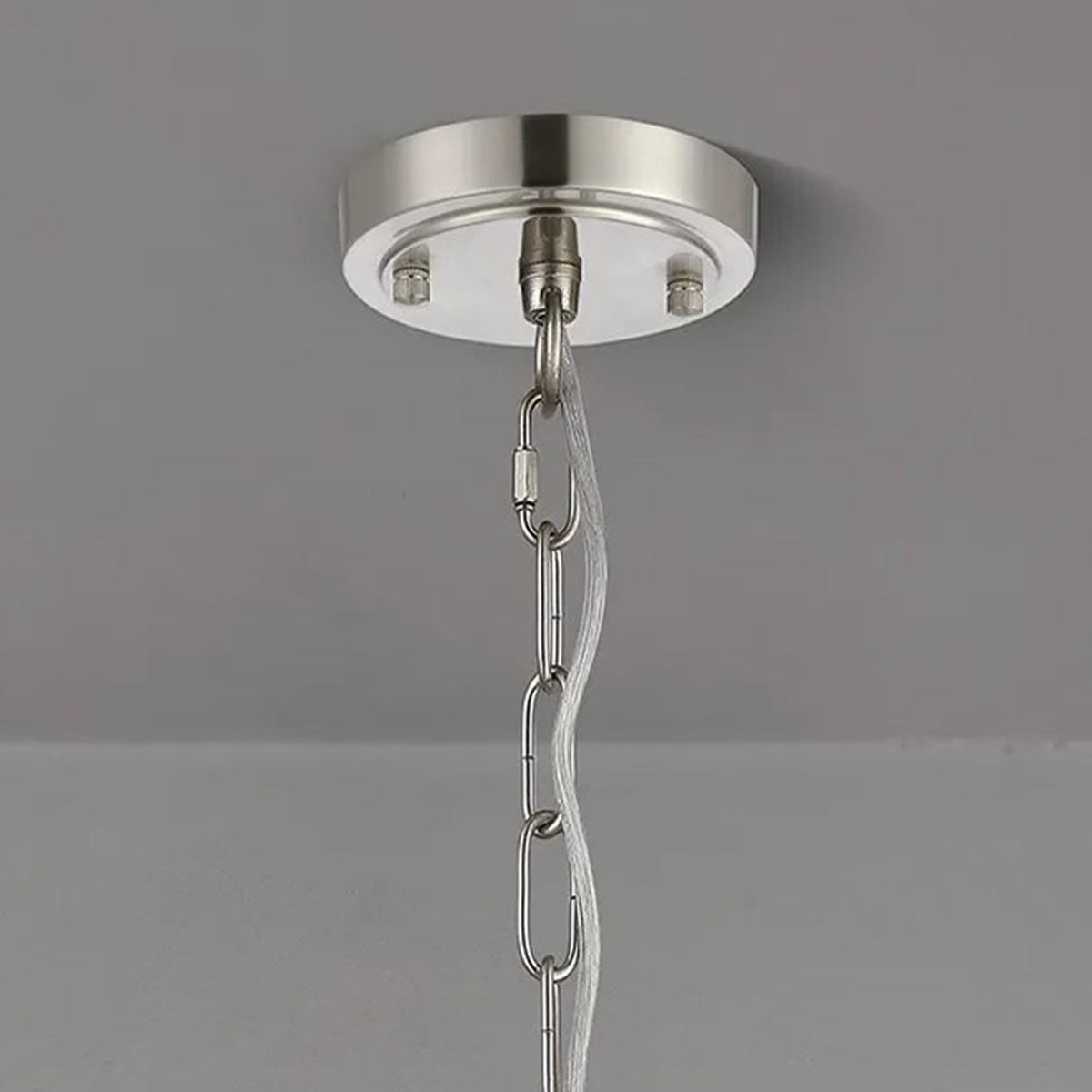 Stowford 5lt Pendant or Semi Flush Light in Satin Nickel & Clear Prismatic Glass