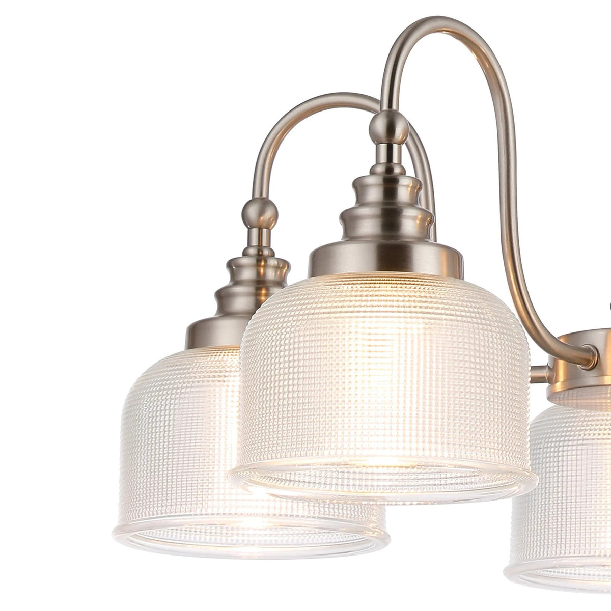 Stowford 5lt Pendant or Semi Flush Light in Satin Nickel & Clear Prismatic Glass