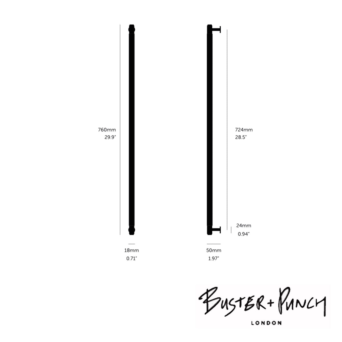 Knurled Closet Bar Handle In Black