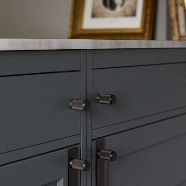 Knurled Furniture Knob Set In Solid Smoked Bronze