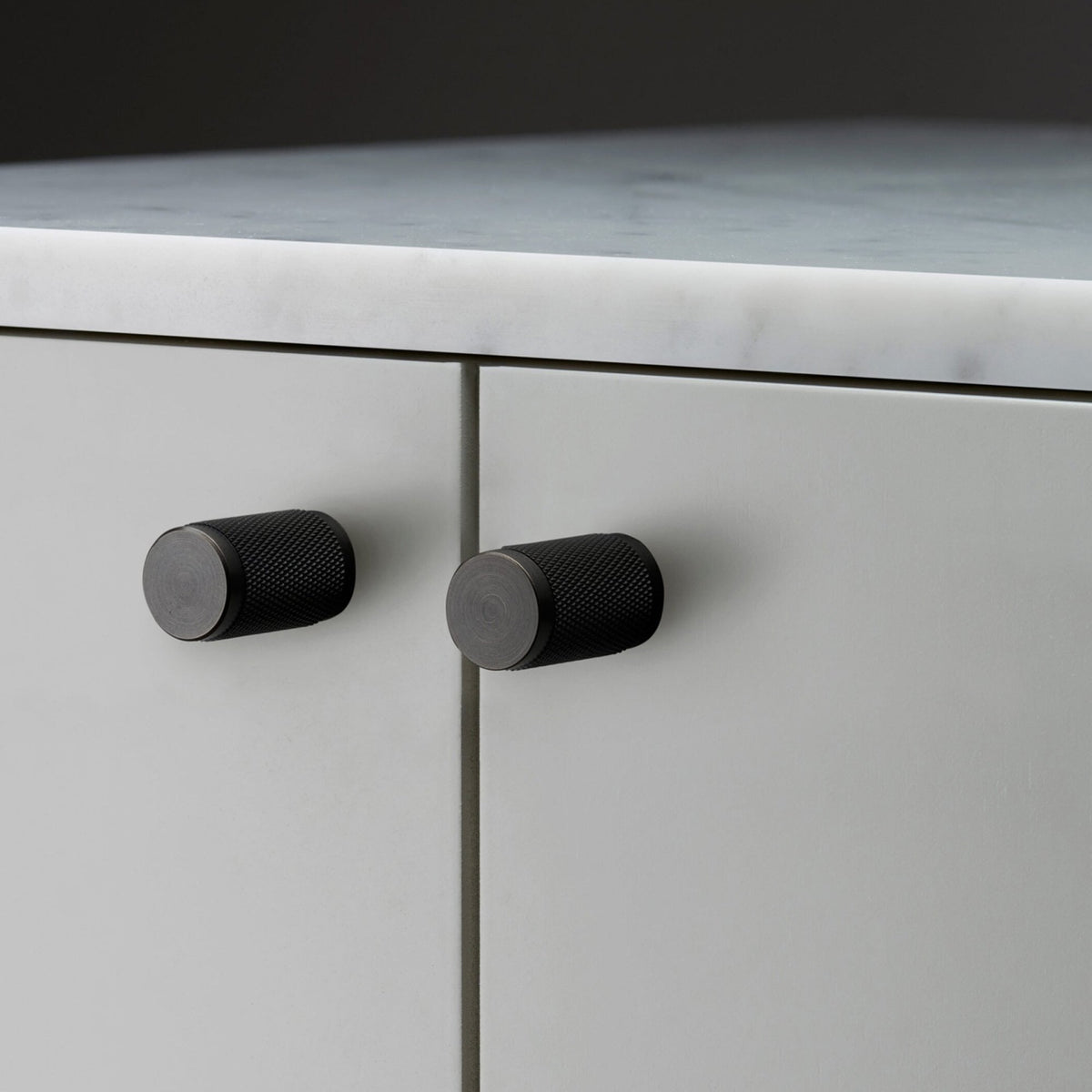 Knurled Furniture Knob Set In Solid Smoked Bronze