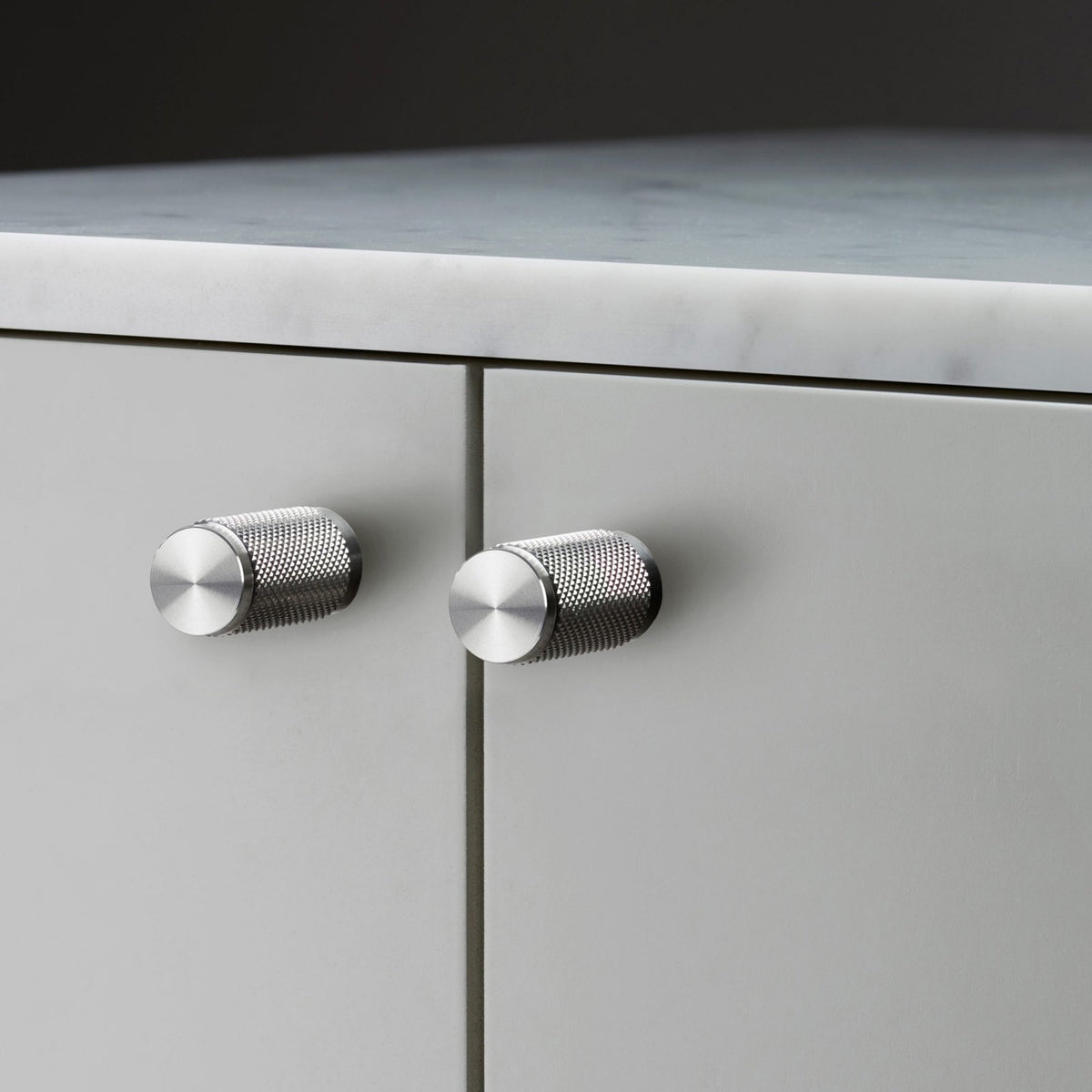 Knurled Furniture Knob Set In Solid Steel