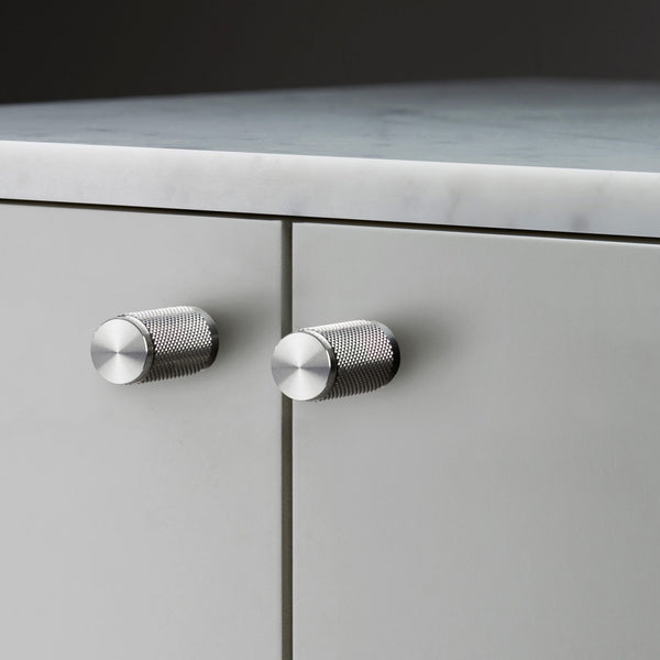 Knurled Furniture Knob Set In Solid Steel