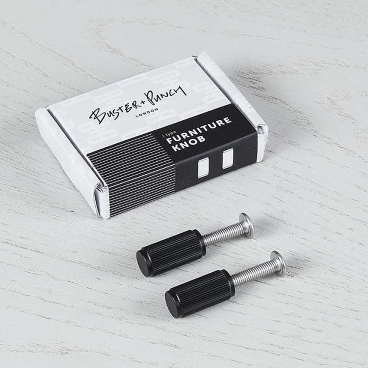 Linear Knurled Furniture Knob Set In Black