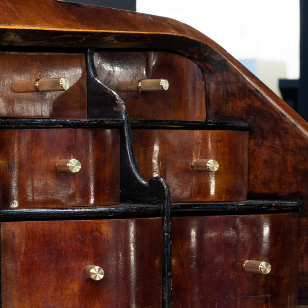 Linear Knurled Furniture Knob Set In Solid Brass