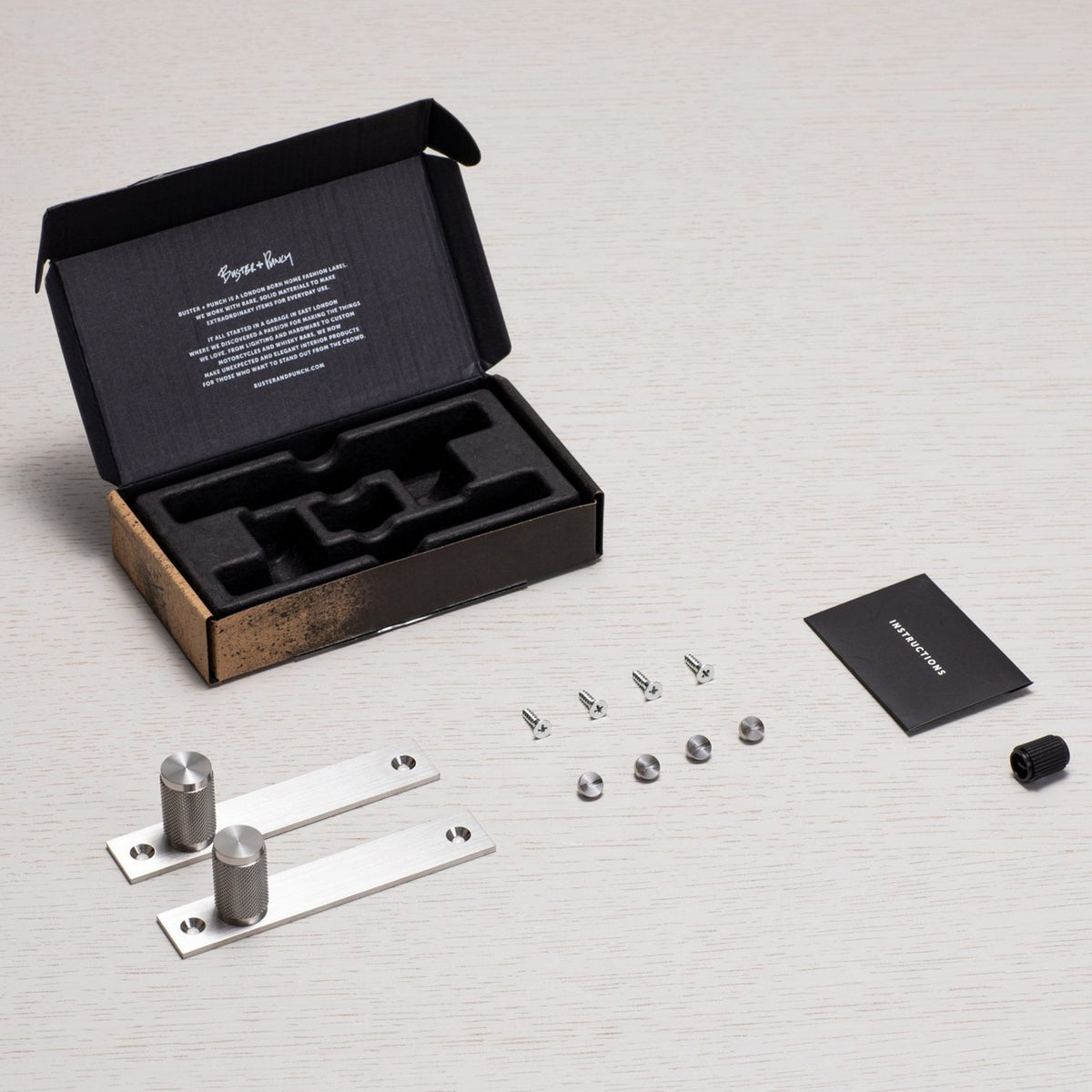 Knurled Furniture Knob Set With Back Plates In Solid Steel