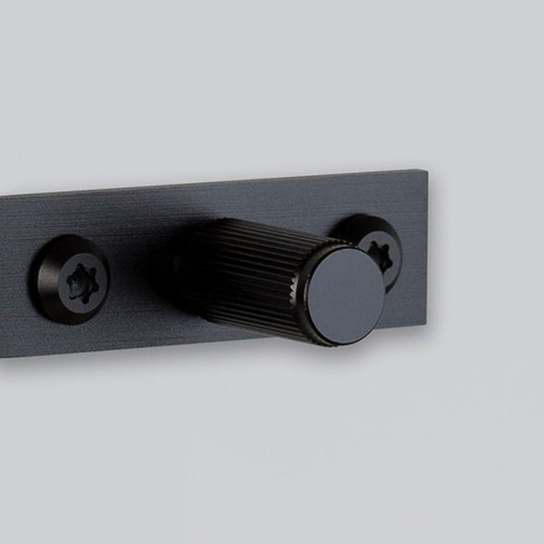Linear Knurled Furniture Knob Set With Back Plates In Black