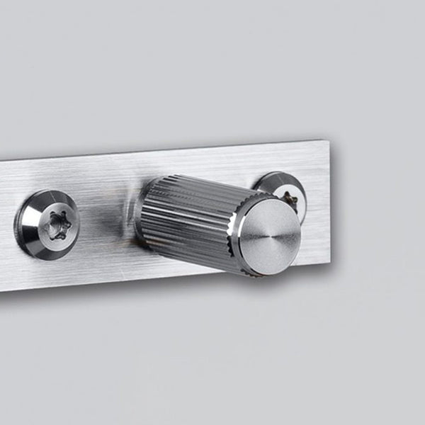 Linear Knurled Furniture Knob Set With Back Plates In Solid Steel