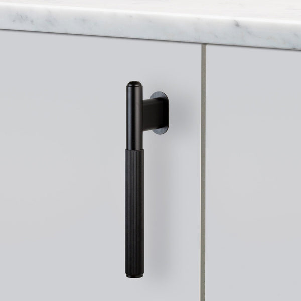 Knurled L-Bar Cabinet Handle In Black
