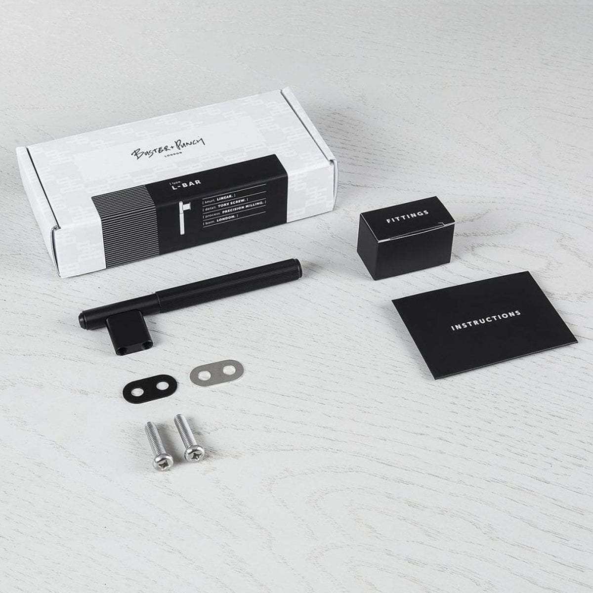 Knurled L-Bar Cabinet Handle In Black