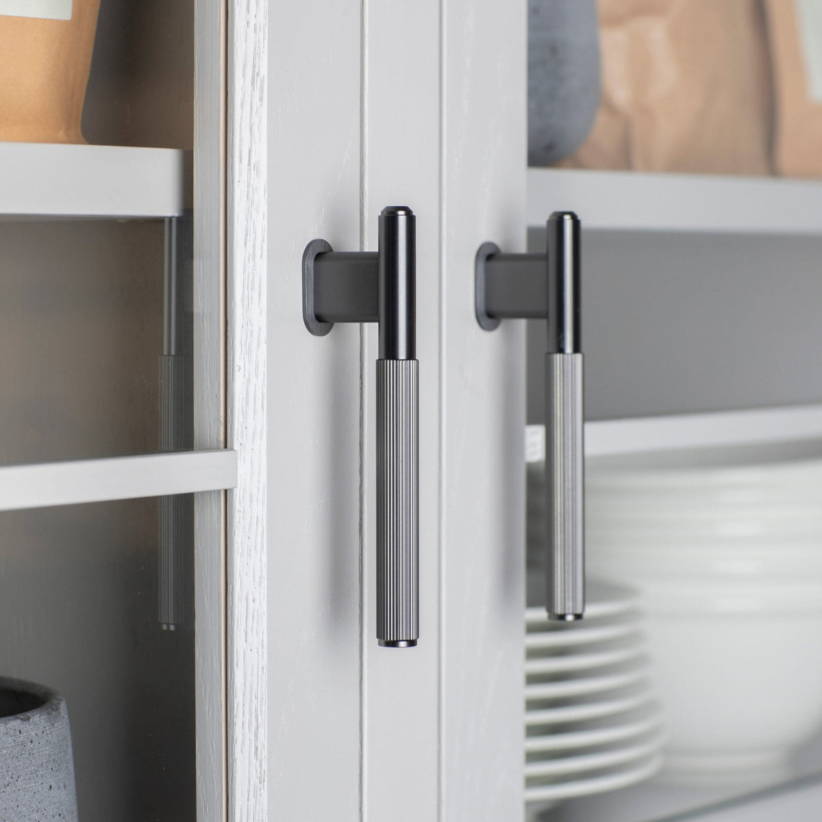 Knurled L-Bar Cabinet Handle In Solid Steel