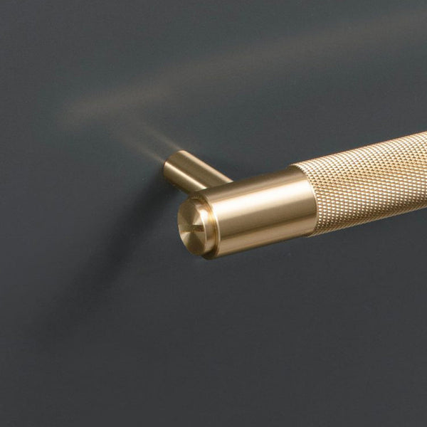 Knurled Small Pull Bar Cabinet Handle In Solid Brass