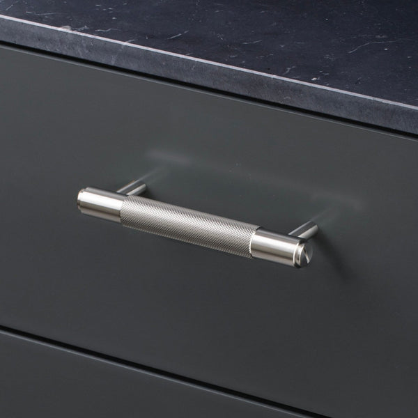 Knurled Small Pull Bar Cabinet Handle In Solid Steel