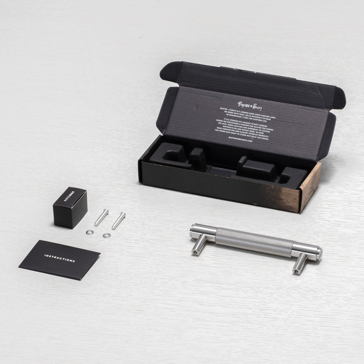 Knurled Small Pull Bar Cabinet Handle In Solid Steel
