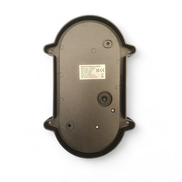 Turin IP44 Oval Bulkhead Wall Light in Black