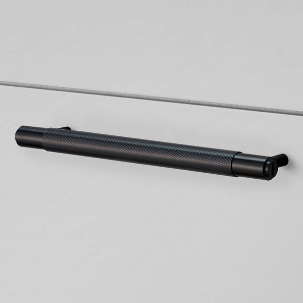 Knurled Medium Pull Bar Cabinet Handle In Black