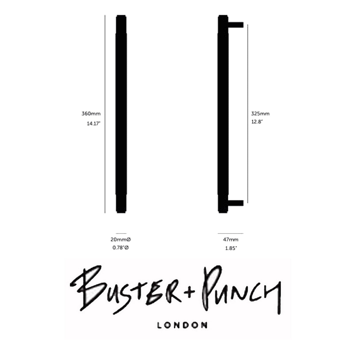 Knurled Large Pull Bar Cabinet Handle In Solid Smoked Bronze