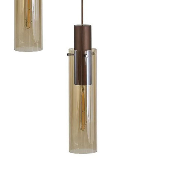 Belstone Slim 3 Drop Pendant in Mocha & Chrome with Amber Glass