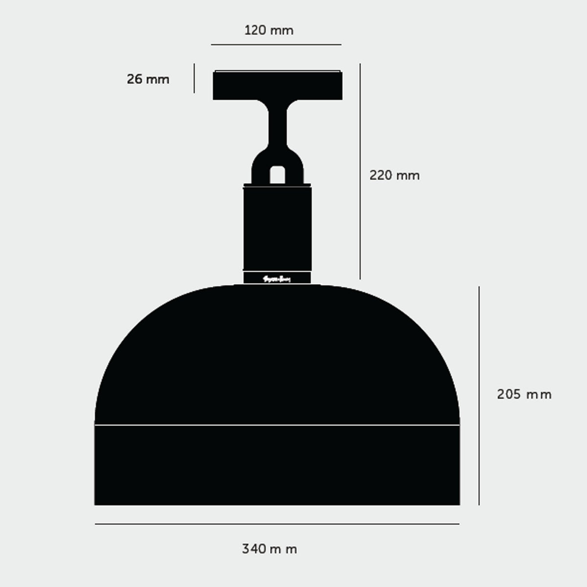 Forked Shade Large Ceiling Light in a Burnt Steel Finish