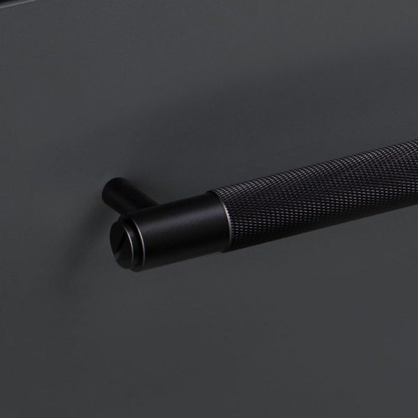 Knurled Large Pull Bar Cabinet Handle In Black
