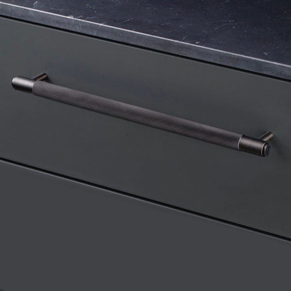 Knurled Large Pull Bar Cabinet Handle In Solid Smoked Bronze
