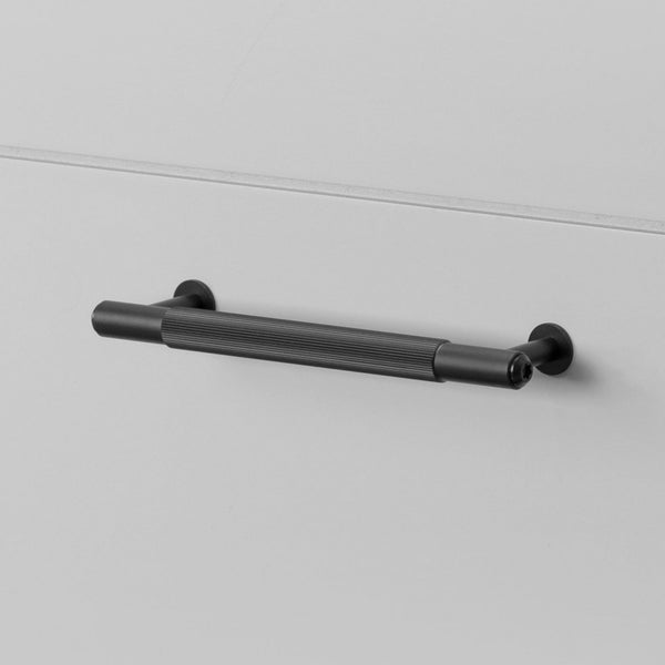 Linear Knurled Small Pull Bar Cabinet Handle In Black