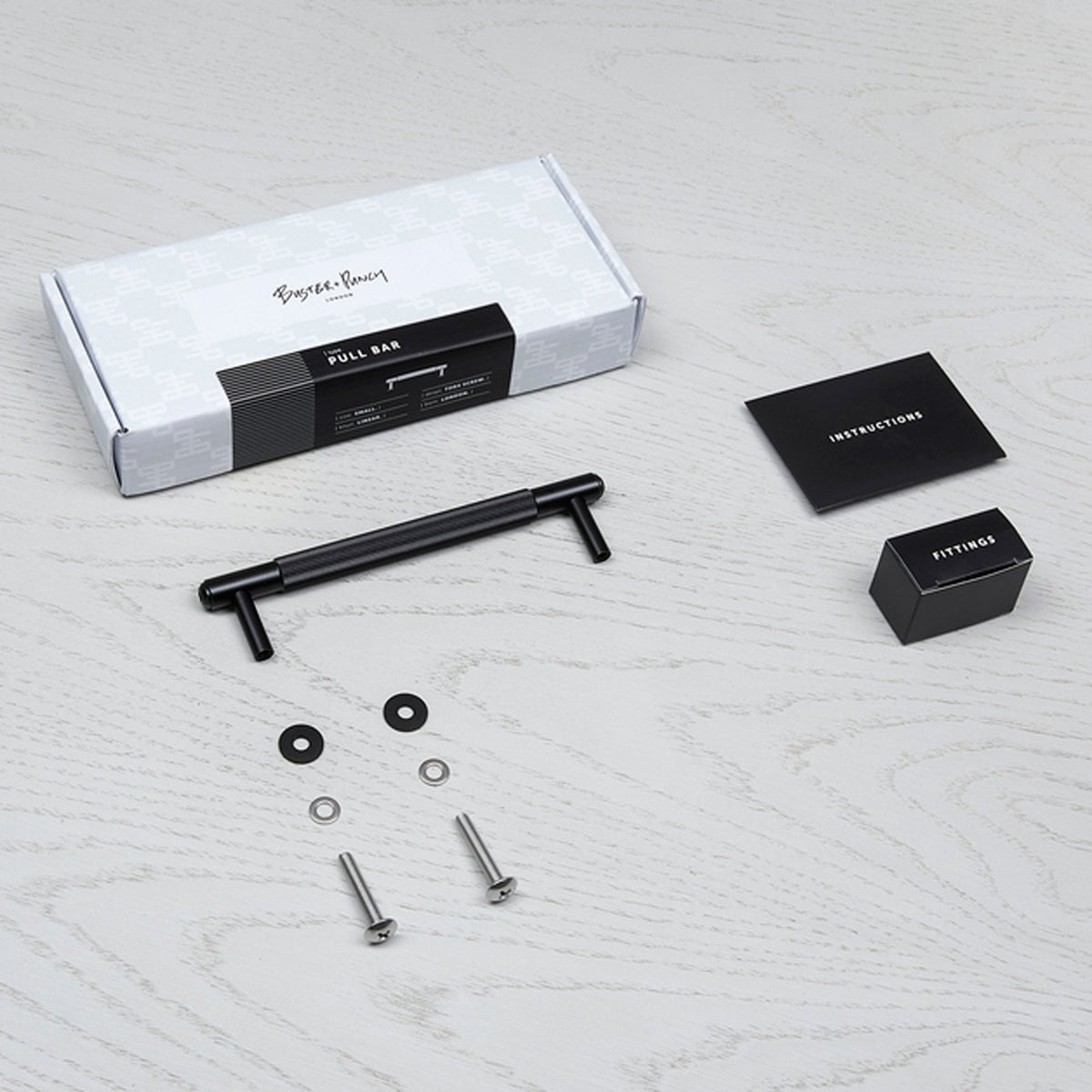 Linear Knurled Small Pull Bar Cabinet Handle In Black