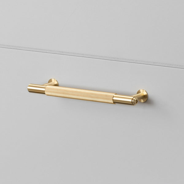 Linear Knurled Small Pull Bar Cabinet Handle In Solid Brass