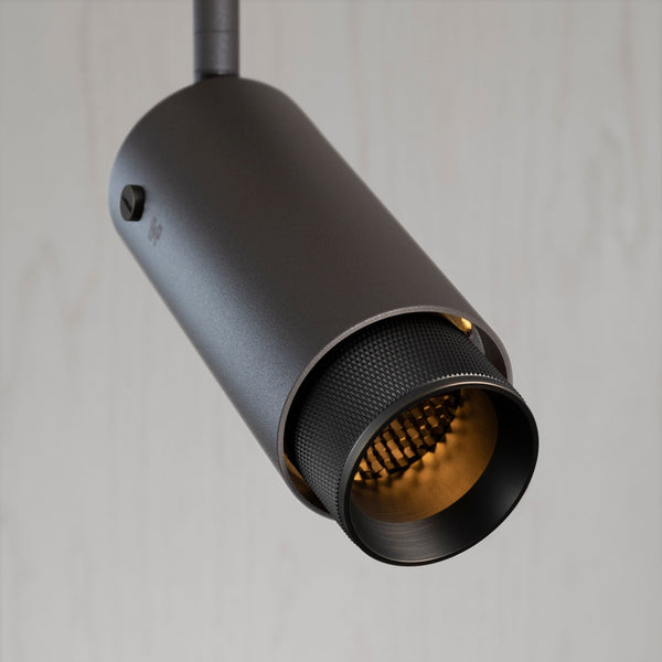 Exhaust Spot Light in a Graphite Finish with Smoked Bronze Detail