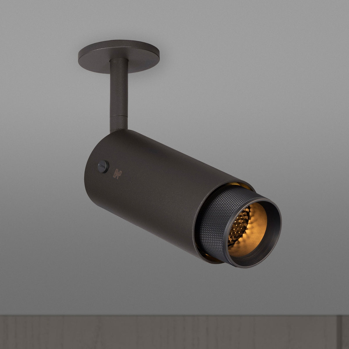 Exhaust Spot Light in a Graphite Finish with Smoked Bronze Detail