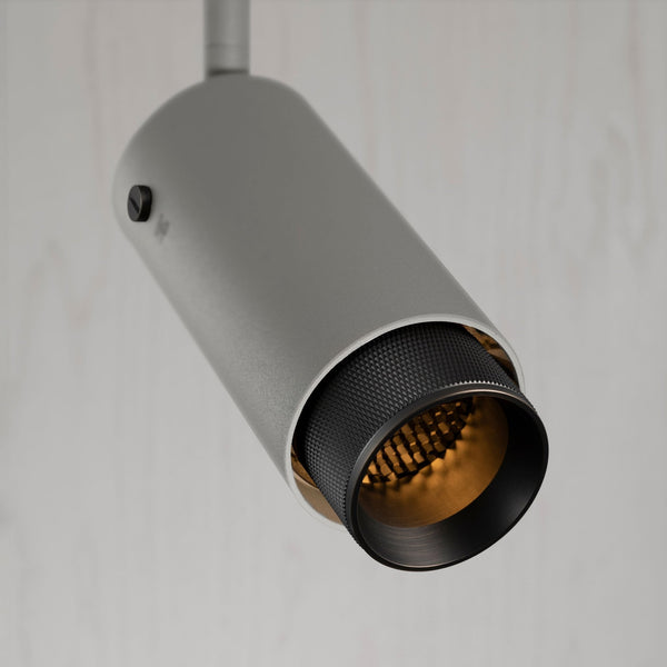 Exhaust Spot Light in a Stone Finish with Smoked Bronze Detail