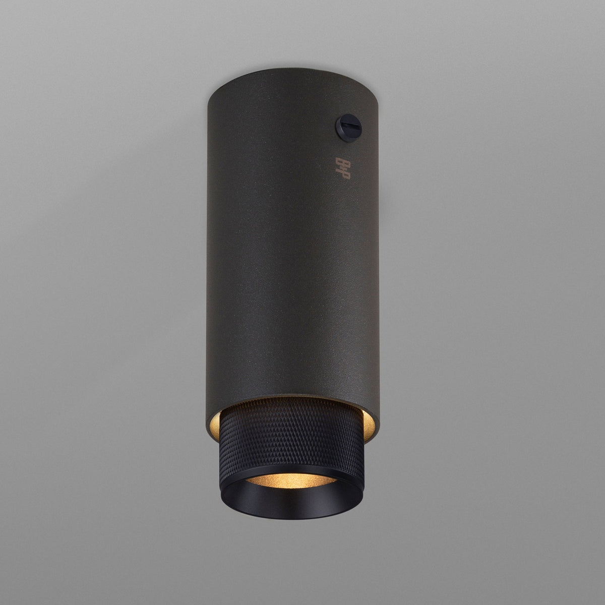 Exhaust Surface Mounted Downlight in a Graphite Finish with Black Detail