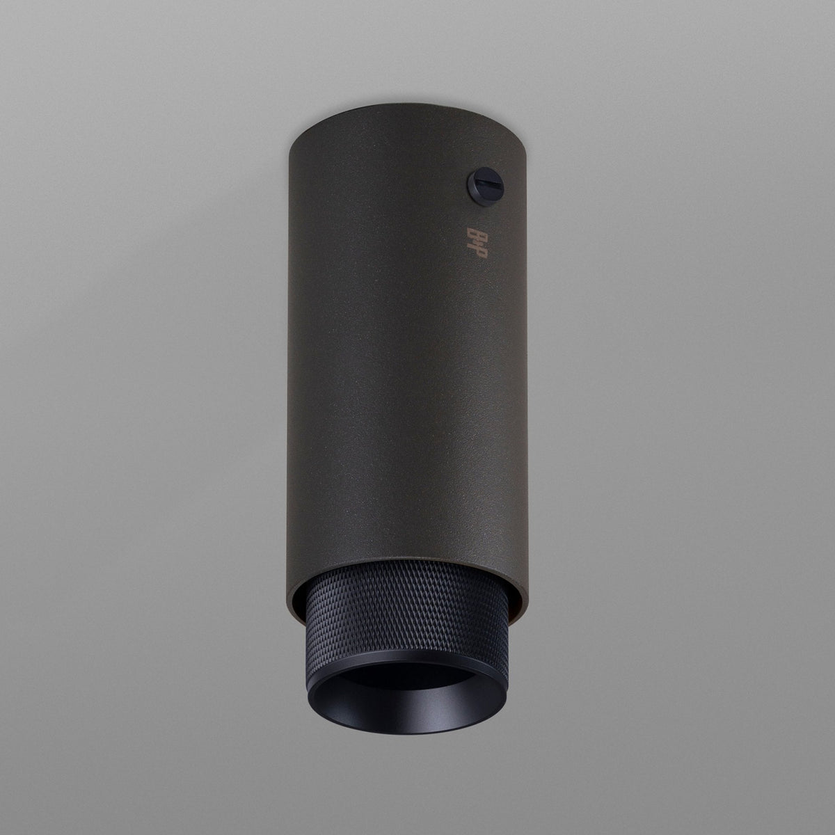 Exhaust Surface Mounted Downlight in a Graphite Finish with Black Detail