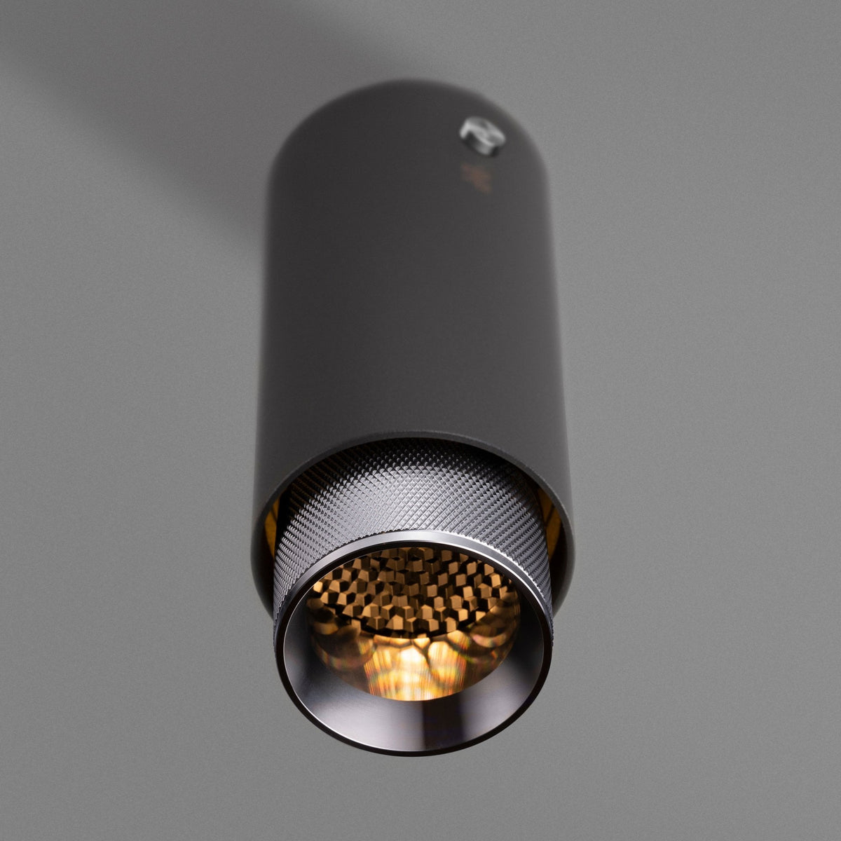 Exhaust Surface Mounted Downlight in a Graphite Finish with Steel Detail
